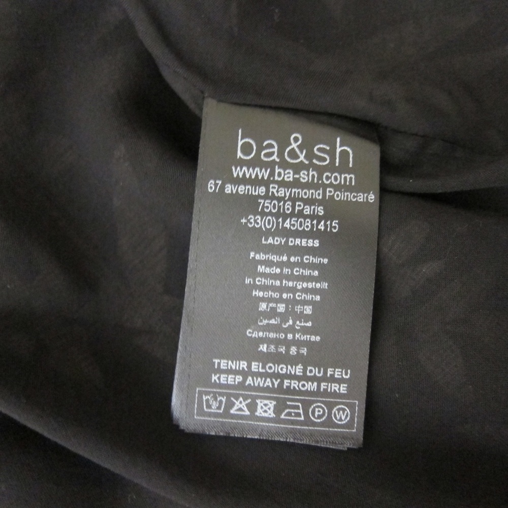 NEW! ba&sh Tabby Wrap Dress Black & Beige Print Midi Length + ba&sh Tote - XS - Picture 11 of 17